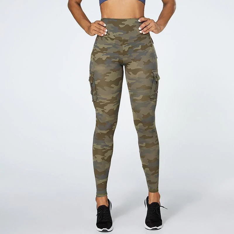 Legging Feminina de Treino Camuflada com Bolso