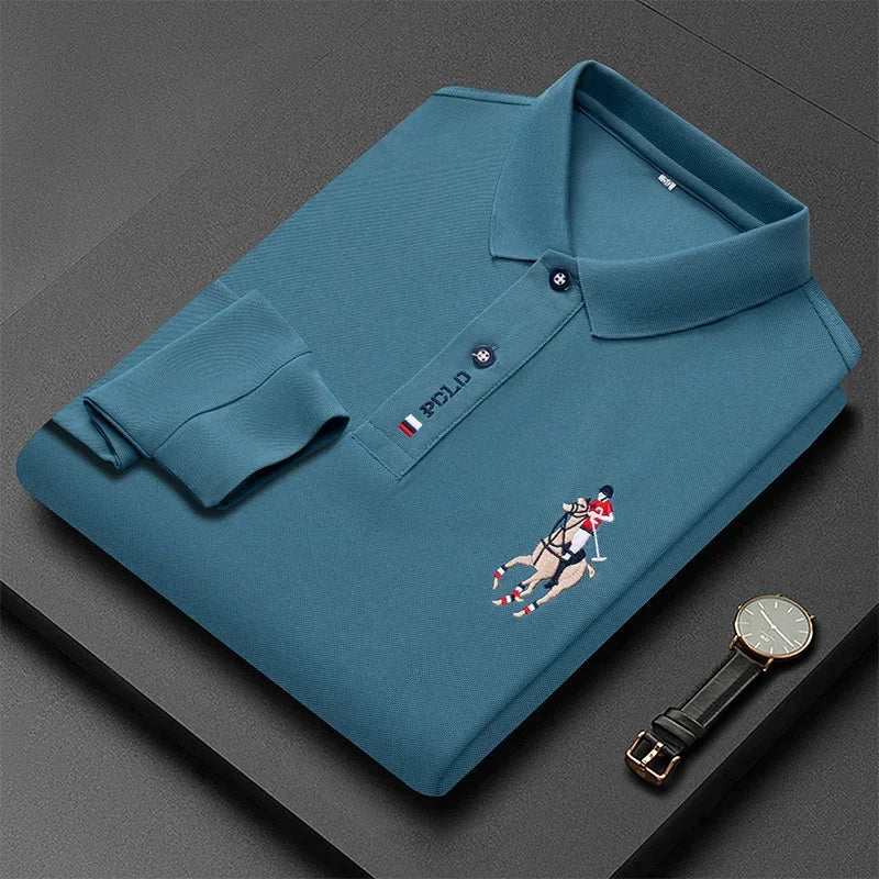 Camisa Polo Masculina Manga Longa + Relógio Brinde