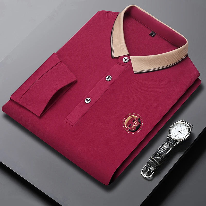 Camisa Polo Masculina Manga Longa + Relógio Brinde