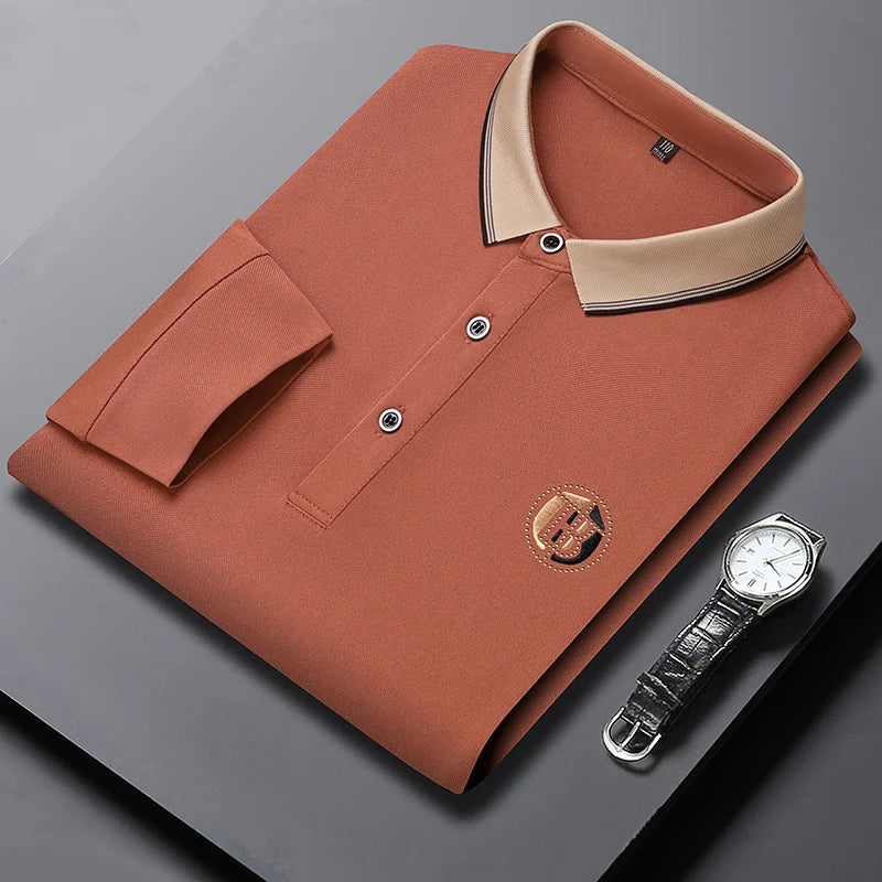 Camisa Polo Masculina Manga Longa + Relógio Brinde