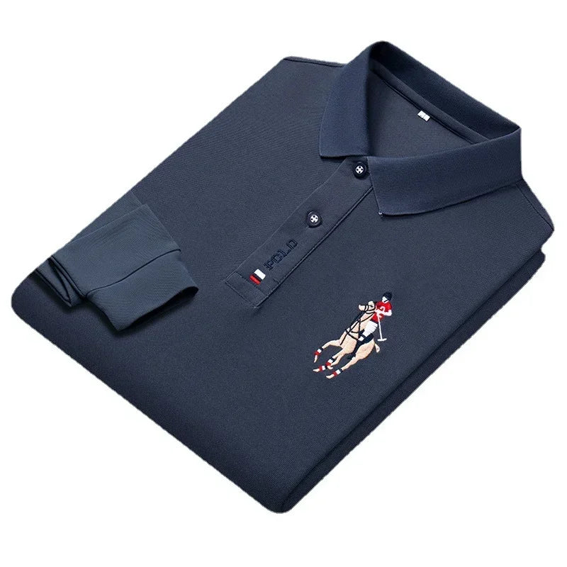 Camisa Polo Masculina Manga Longa + Relógio Brinde