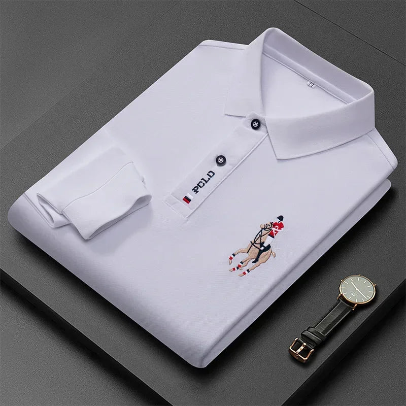 Camisa Polo Masculina Manga Longa + Relógio Brinde