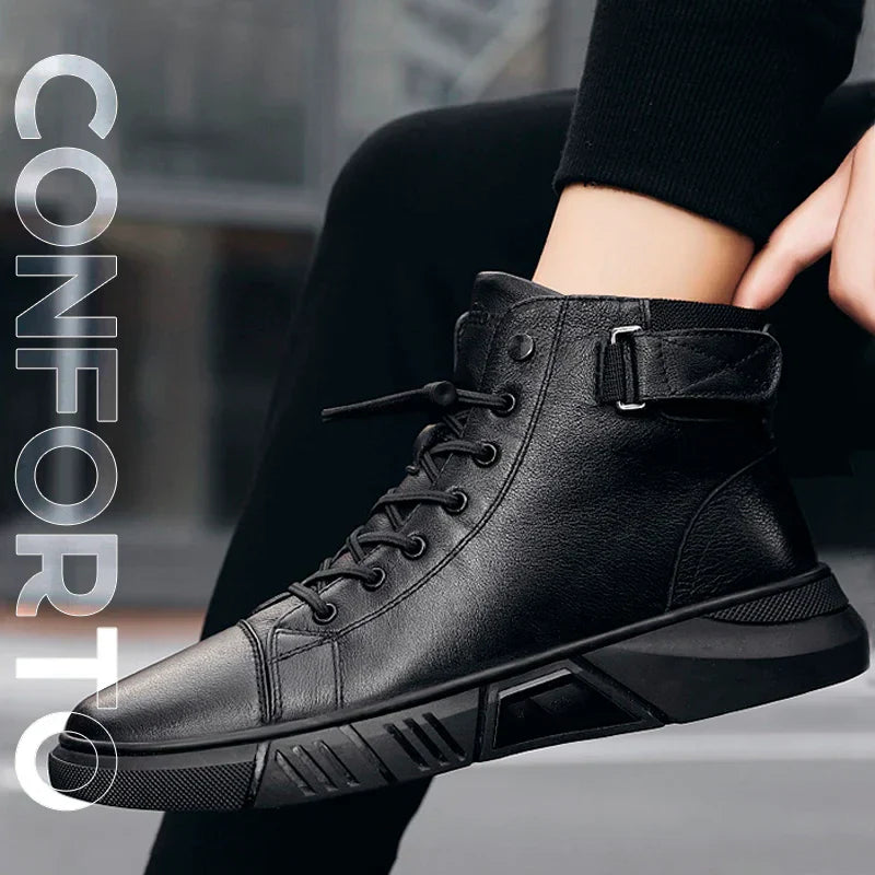 Kit Bota Italiana Vitello Masculina de Couro Legitimo + 3 BRINDES: Cinto, Relógio e Carteira