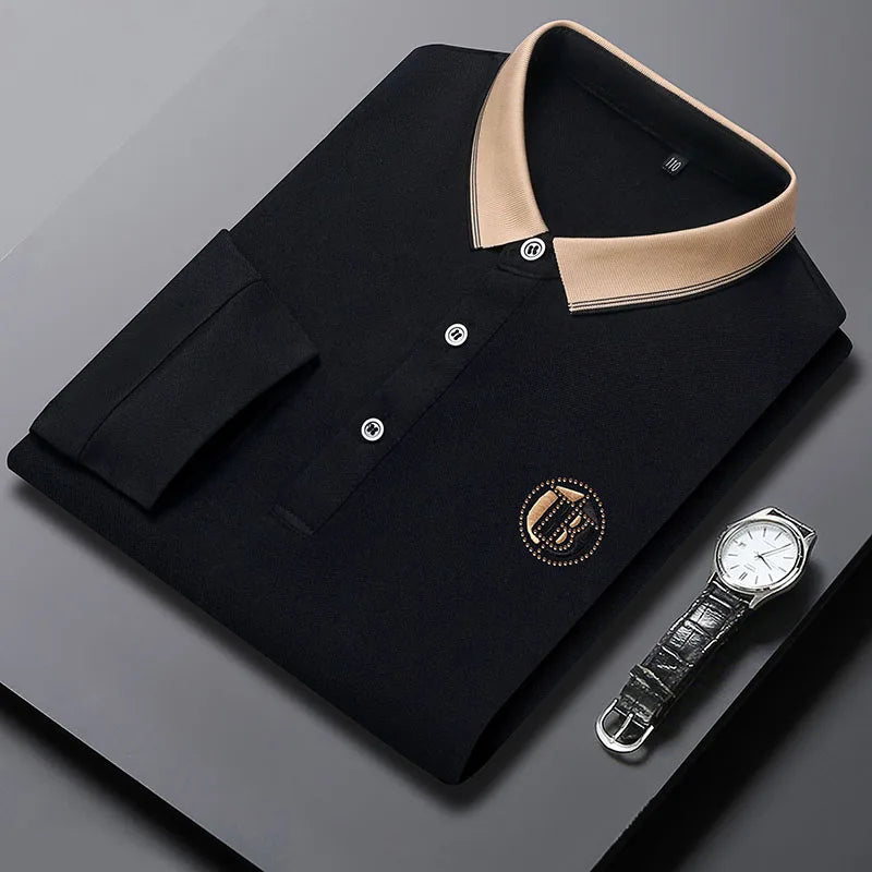 Camisa Polo Masculina Manga Longa + Relógio Brinde