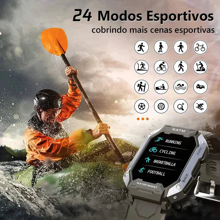 Smartwatch à Prova D'água e Impactos Rock + 1 Pulseira Extra