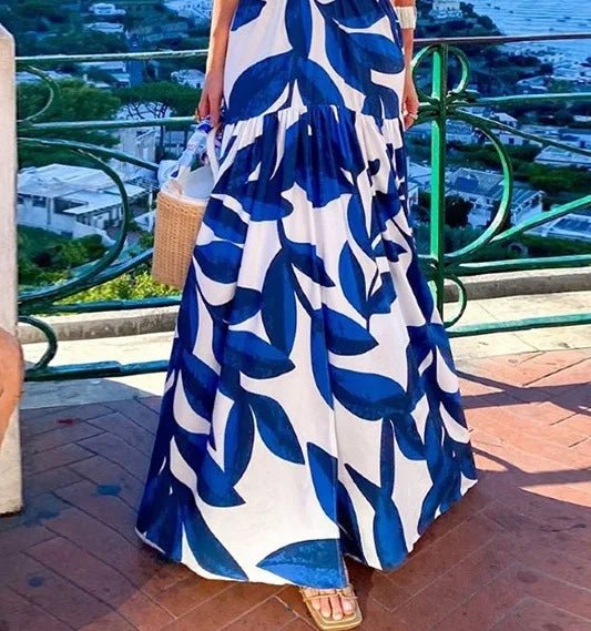 Vestido Longo Estampado - Azure