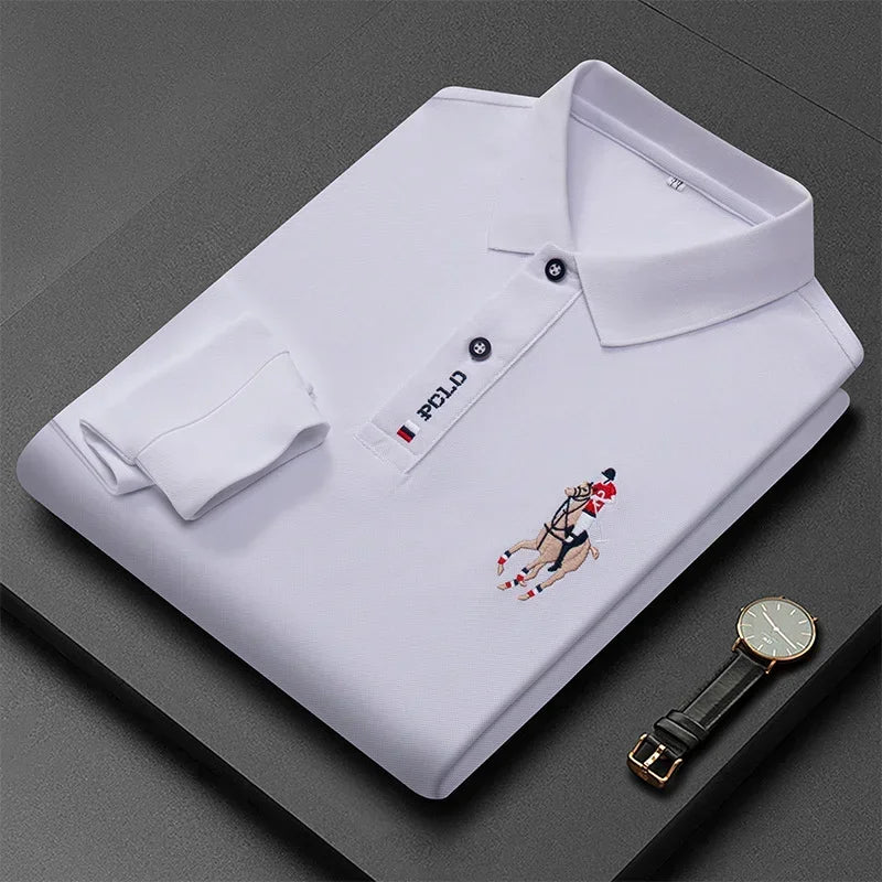 Camisa Polo Masculina Manga Longa + Relógio Brinde