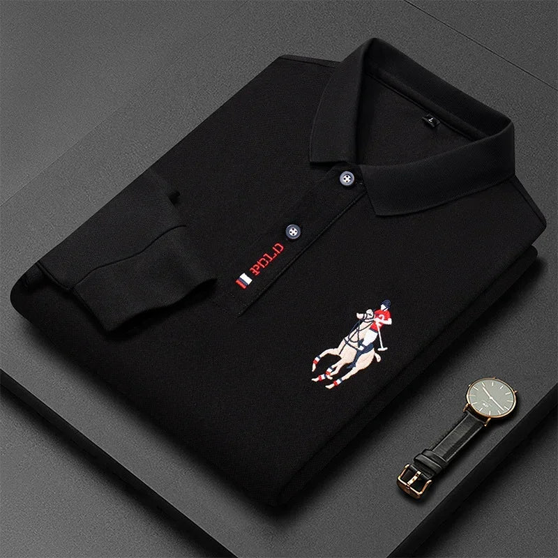 Camisa Polo Masculina Manga Longa + Relógio Brinde