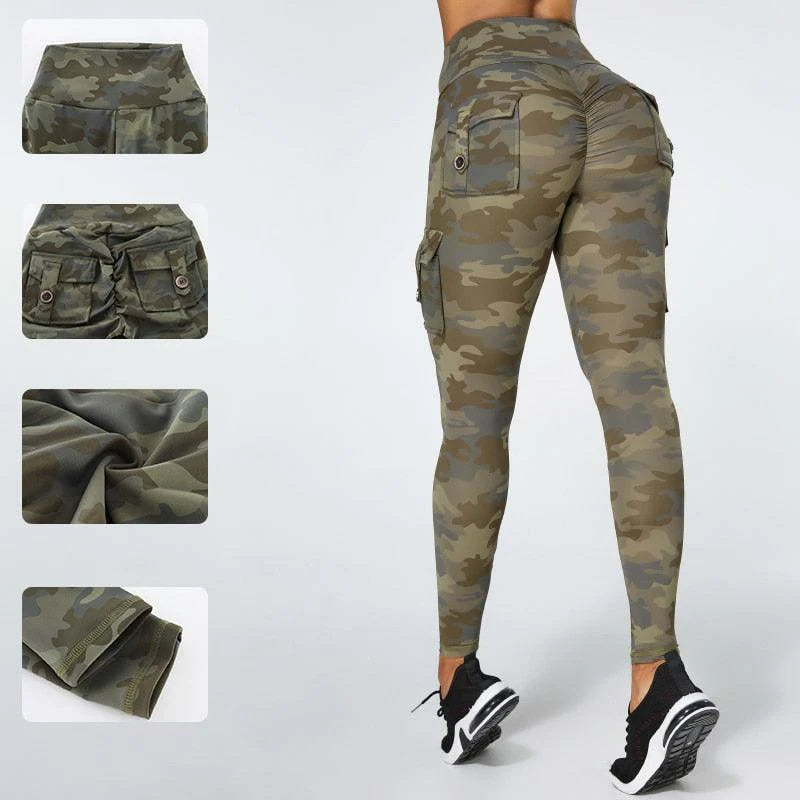 Legging Feminina de Treino Camuflada com Bolso