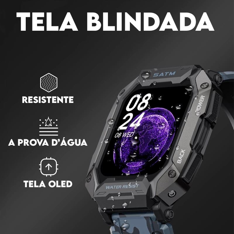 Smartwatch à Prova D'água e Impactos Rock + 1 Pulseira Extra