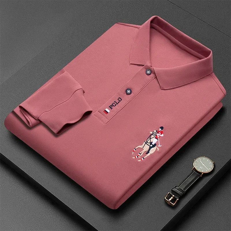 Camisa Polo Masculina Manga Longa + Relógio Brinde