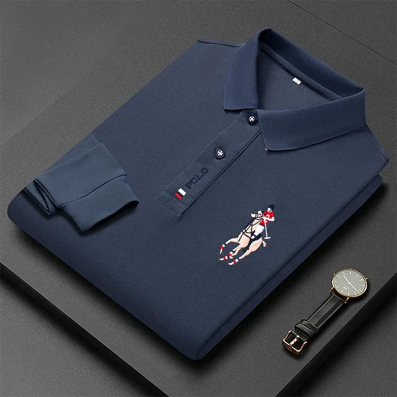 Camisa Polo Masculina Manga Longa + Relógio Brinde
