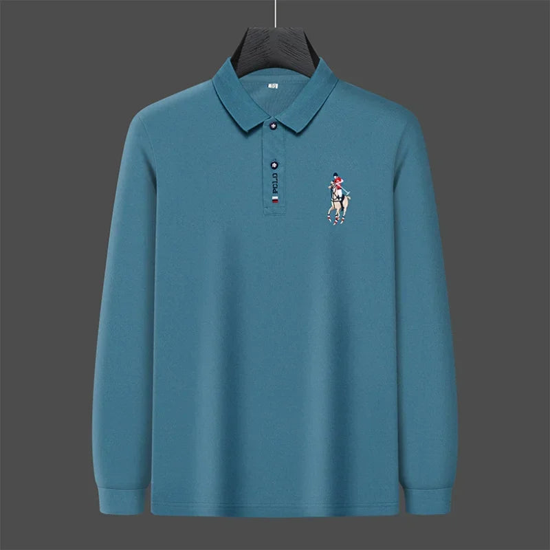 Camisa Polo Masculina Manga Longa + Relógio Brinde