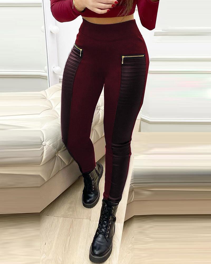 Calça Feminina Legging Faux com Zíper