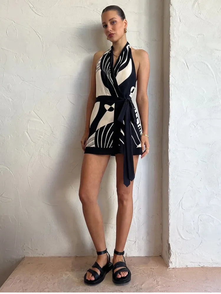 Vestido Curto Sem Mangas Estampado - Zebra